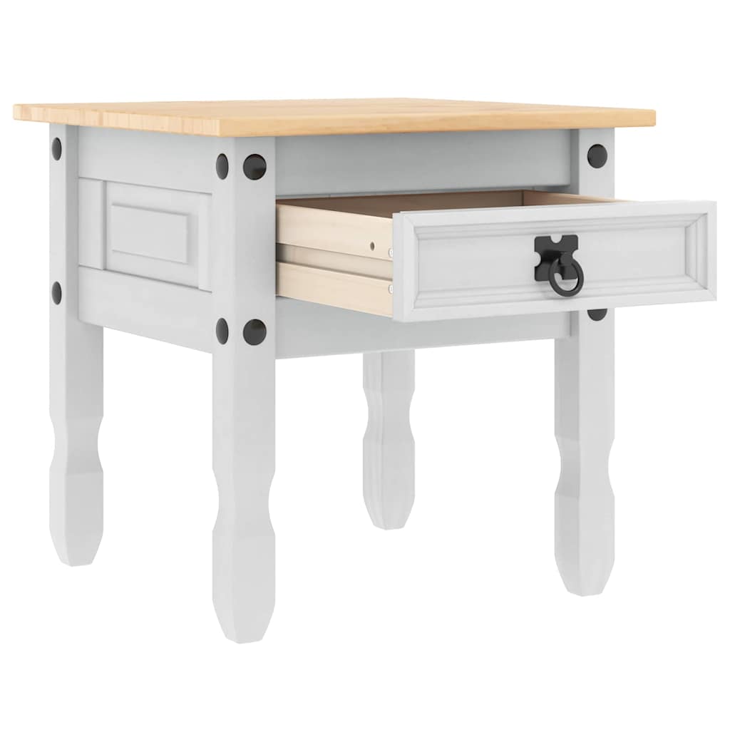 vidaXL End Table με συρτάρι Corona Λευκό 50 x 50 x 50 εκατοστά