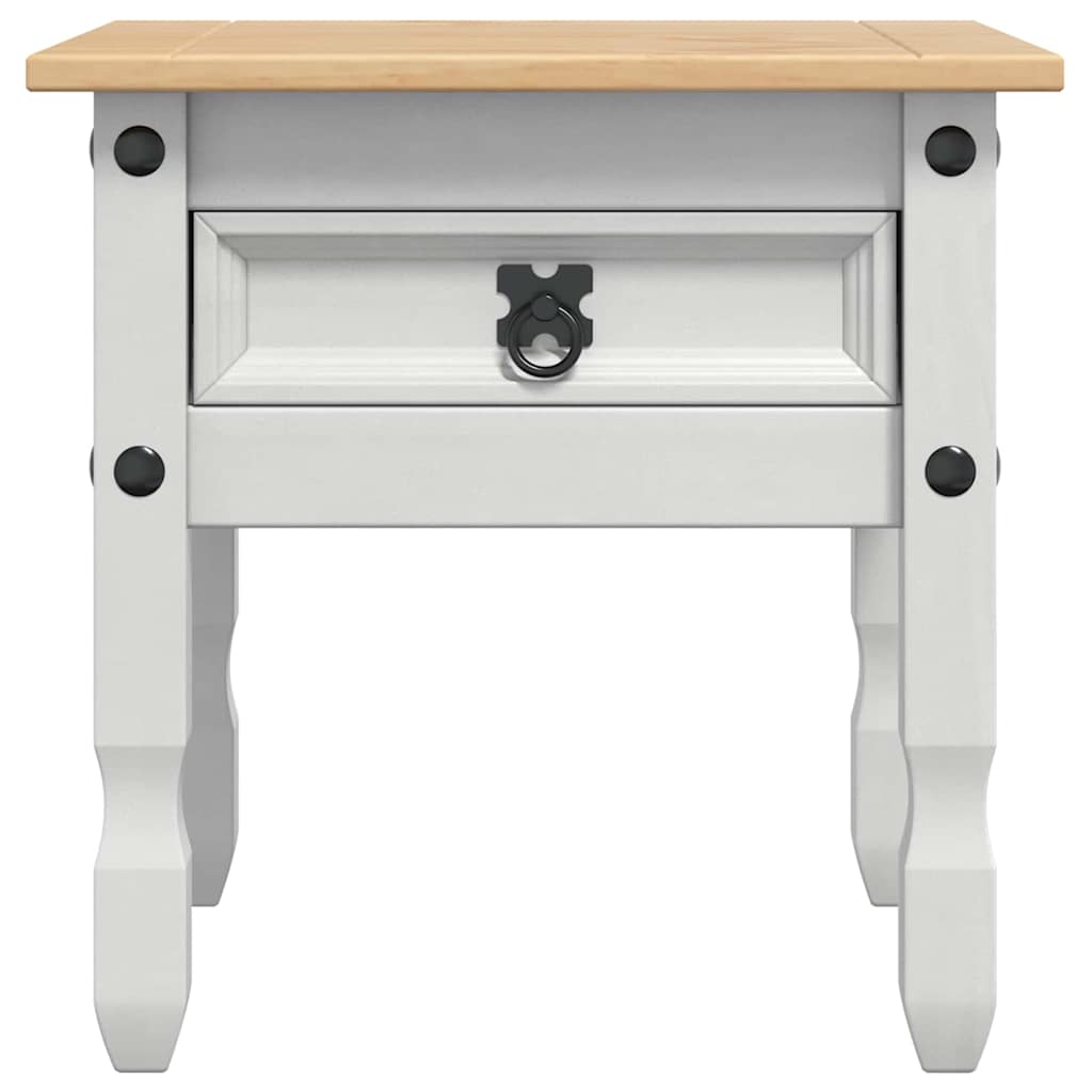 vidaXL End Table με συρτάρι Corona Λευκό 50 x 50 x 50 εκατοστά