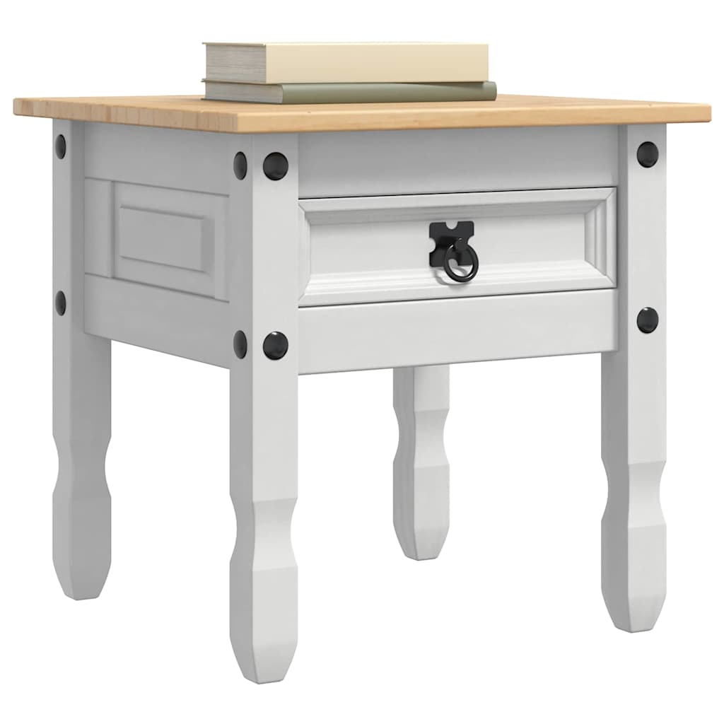 vidaXL End Table με συρτάρι Corona Λευκό 50 x 50 x 50 εκατοστά