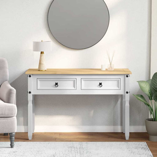 vidaXL End Table Corona Λευκό 115 x 46 x 73 εκ Στερεά ξυλεία πεύκου