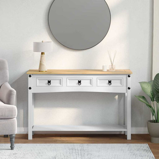 vidaXL End Table Corona Λευκό 114 x 34,5 x 73 εκ. Στερεά ξυλεία πεύκου