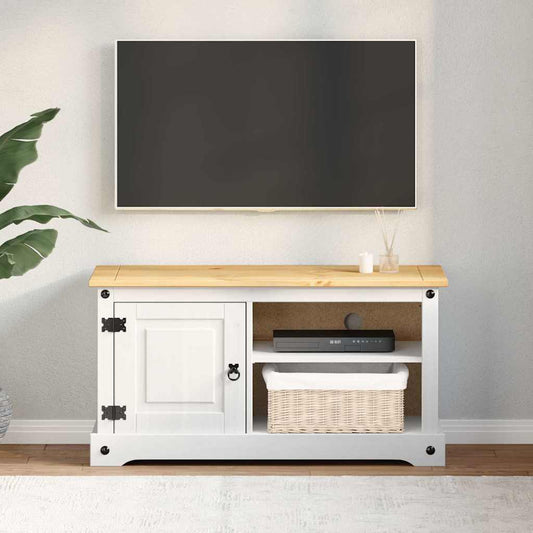 vidaXL Ντουλάπι TV Corona Λευκό 100 x 40 x 52 εκ. Στερεά ξυλεία πεύκου