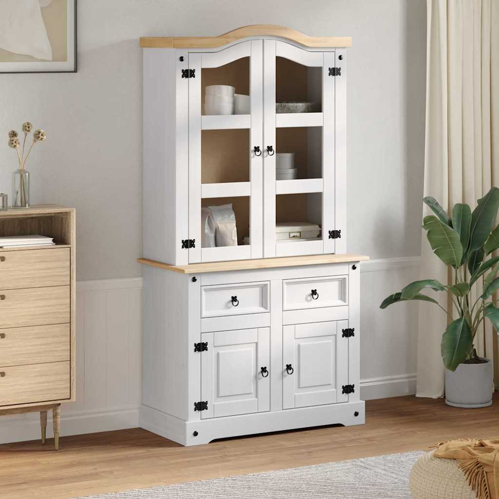 vidaXL Πλαϊνό γραφείο με συρτάρι Corona Λευκό 100 x 48,5 x 179 εκ.