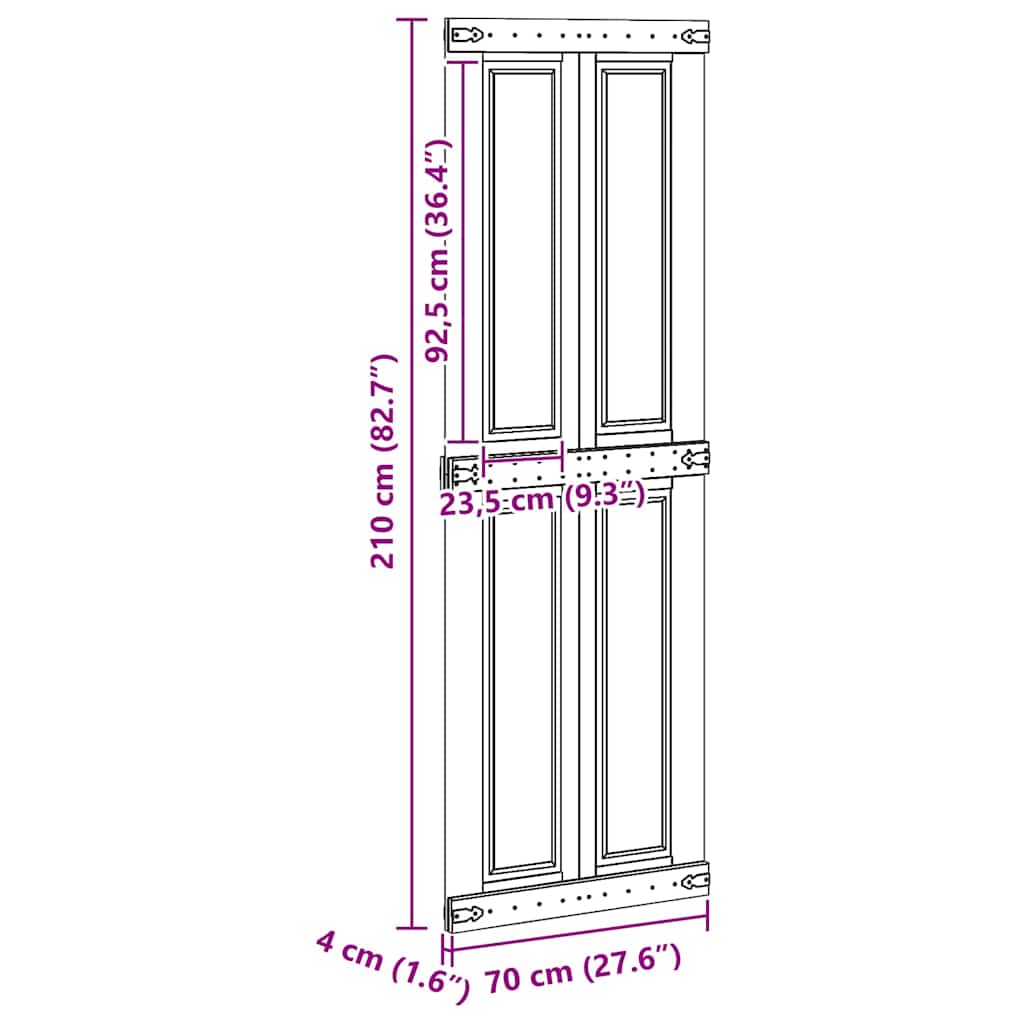 vidaXL Πόρτα αχυρώνα Corona 70 x 210 cm Μασίφ Ξύλο Πεύκου