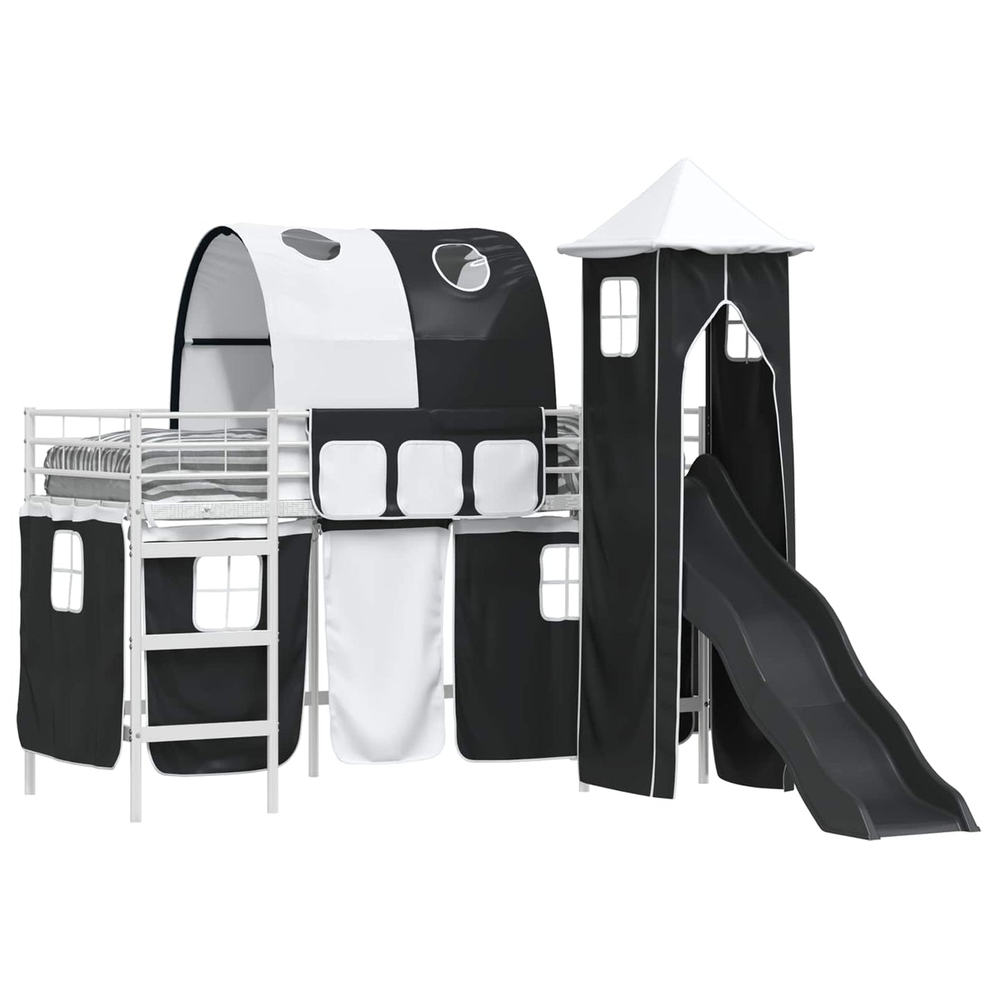 vidaXL Κρεβάτι κουκέτας για παιδιά Λευκό και Μαύρο 99,5 x 190 εκ.