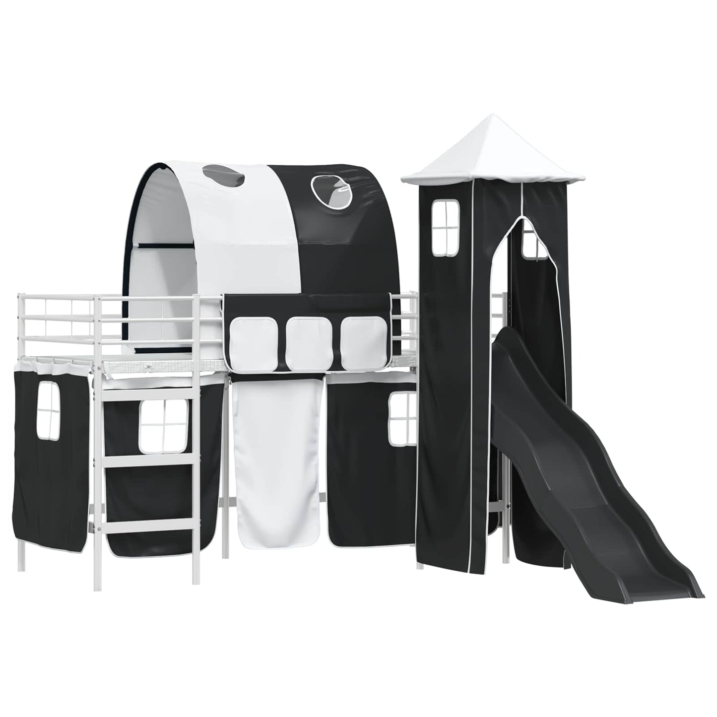 vidaXL Κρεβάτι κουκέτας για παιδιά Λευκό και Μαύρο 99,5 x 190 εκ.