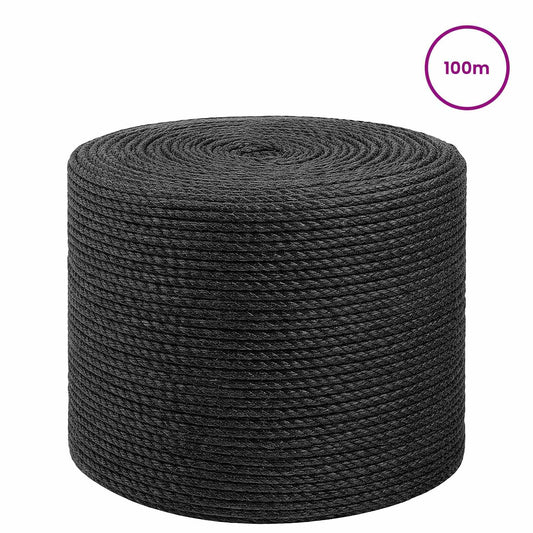 vidaXL Σχοινί Από Τζute 6 mm Μαύρο 100% Τζούτα Tossa