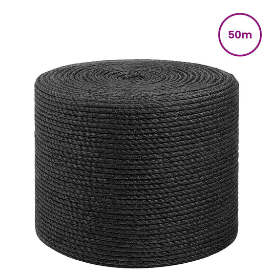 vidaXL Σχοινί Από Τζute 8 mm Μαύρο 100% Τζούτα Tossa