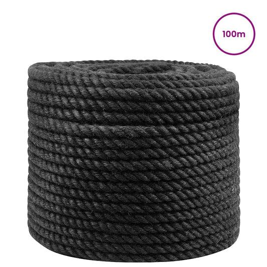 vidaXL Σχοινί Από Τζute 10 mm Μαύρο 100% Τζούτα Tossa