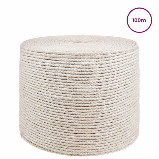 vidaXL Σχοινί γιούτας 4 mm Λευκό 100% Τζούτα Tossa