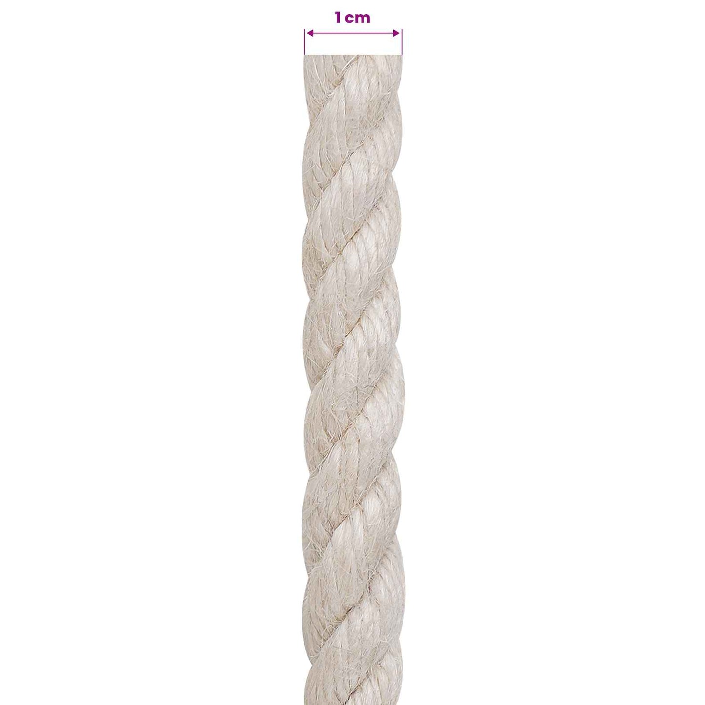 vidaXL Σχοινί Από Τζute 10 mm Λευκό 100% Τζούτα Tossa