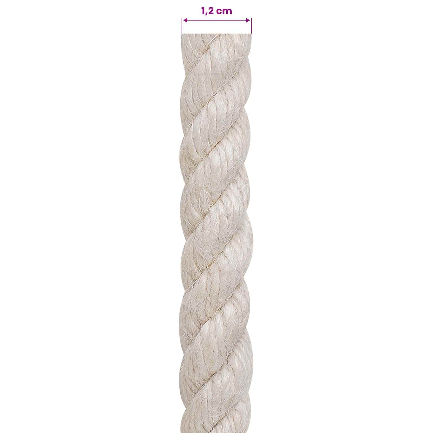 vidaXL Σχοινί Από Τζute 12 mm Λευκό 100% Τζούτα Tossa