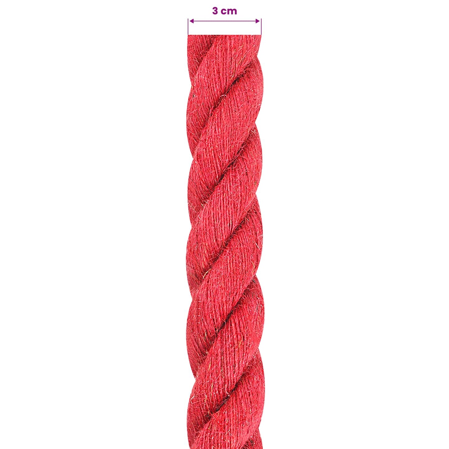 vidaXL Σχοινί Από Τζute 30 mm Κόκκινο 100% Τζούτα Tossa