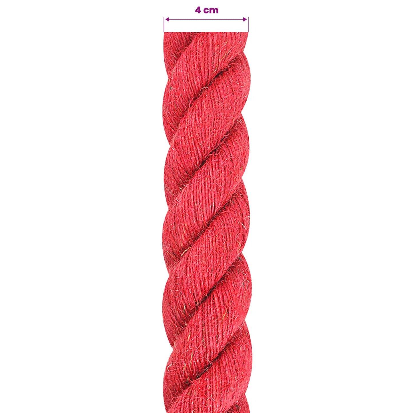 vidaXL Σχοινί Από Τζute 40 mm Κόκκινο 100% Τζούτα Tossa