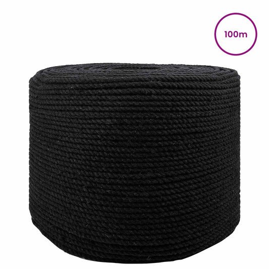 vidaXL Cotton Twine 2 τμχ. 2 mm 100 m Μαύρο 100% Βαμβάκι