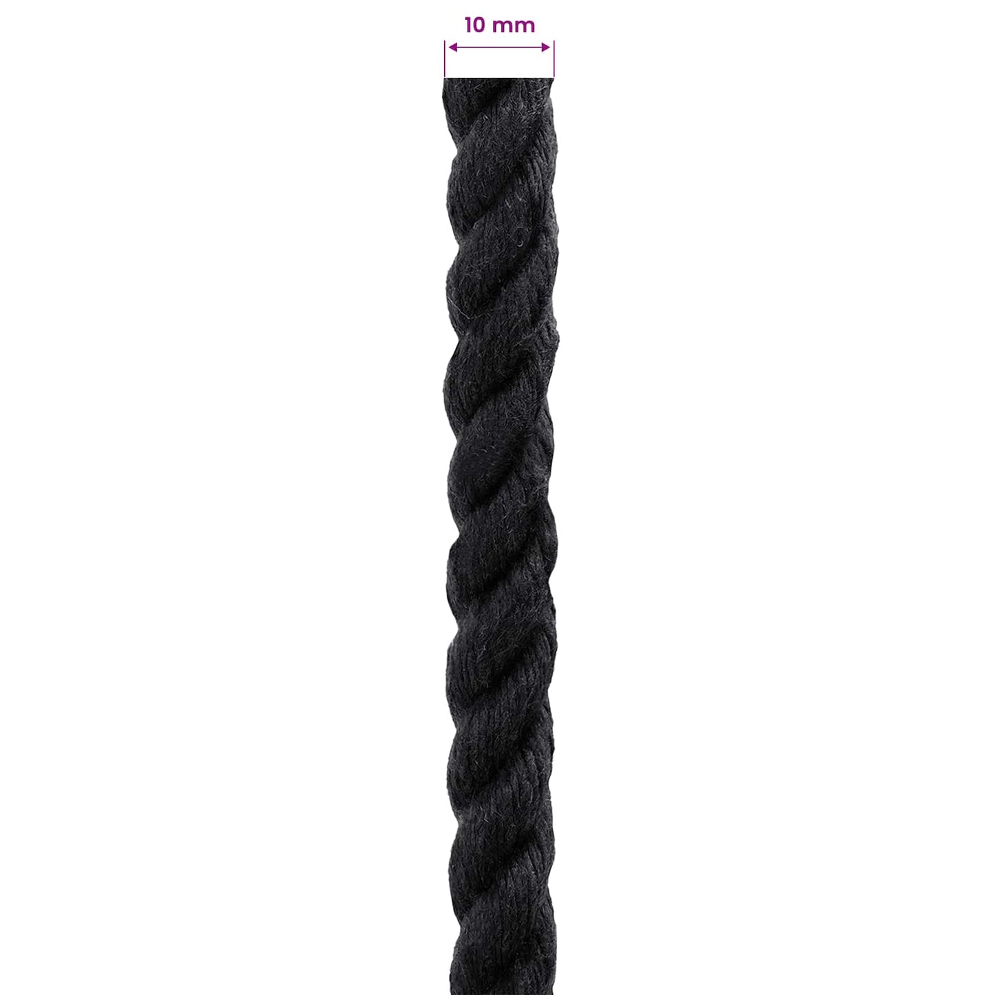 vidaXL Κωτόσχοινo 10 mm 100 m Μαύρο 100% Βαμβάκι