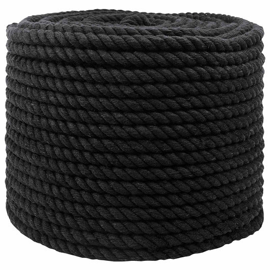 vidaXL Κωτόσχοινo 12 mm 100 m Μαύρο 100% Βαμβάκι