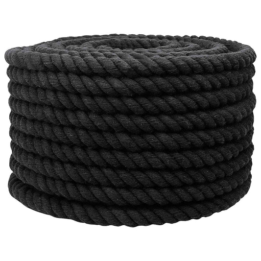 vidaXL Κωτόσχοινo 16 mm 100 m Μαύρο 100% Βαμβάκι