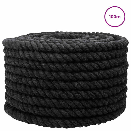 vidaXL Κωτόσχοινo 16 mm 100 m Μαύρο 100% Βαμβάκι