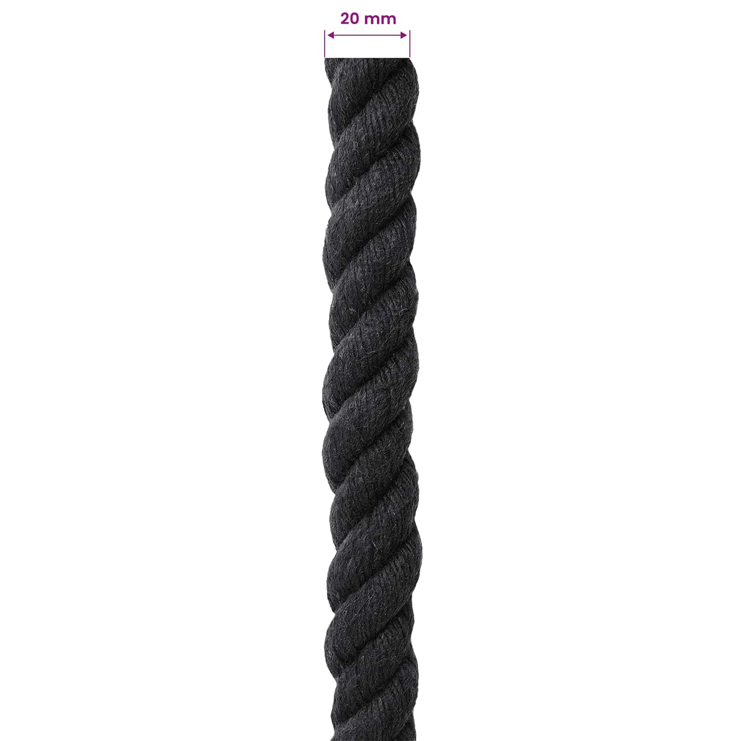 vidaXL Κωτόσχοινo 20 mm 25 m Μαύρο 100% Βαμβάκι