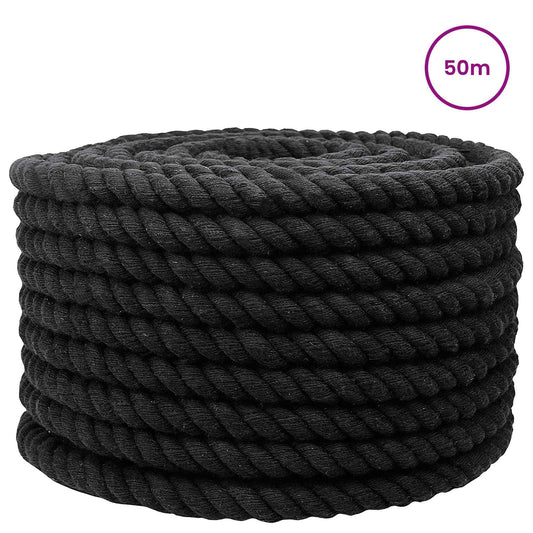 vidaXL Κωτόσχοινo 24 mm 50 m Μαύρο 100% Βαμβάκι