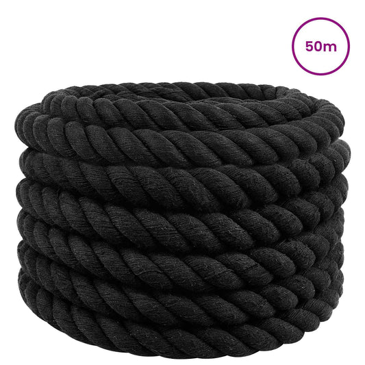 vidaXL Κωτόσχοινo 30 mm 50 m Μαύρο 100% Βαμβάκι