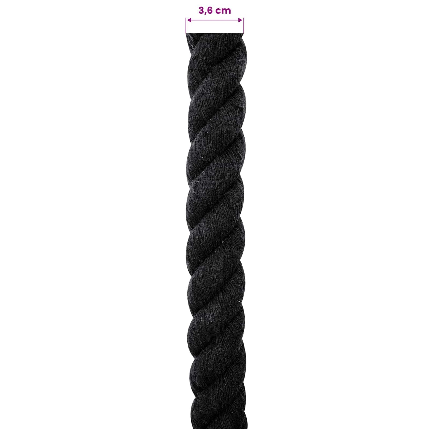 vidaXL Κωτόσχοινo 36 mm 10 m Μαύρο 100% Βαμβάκι
