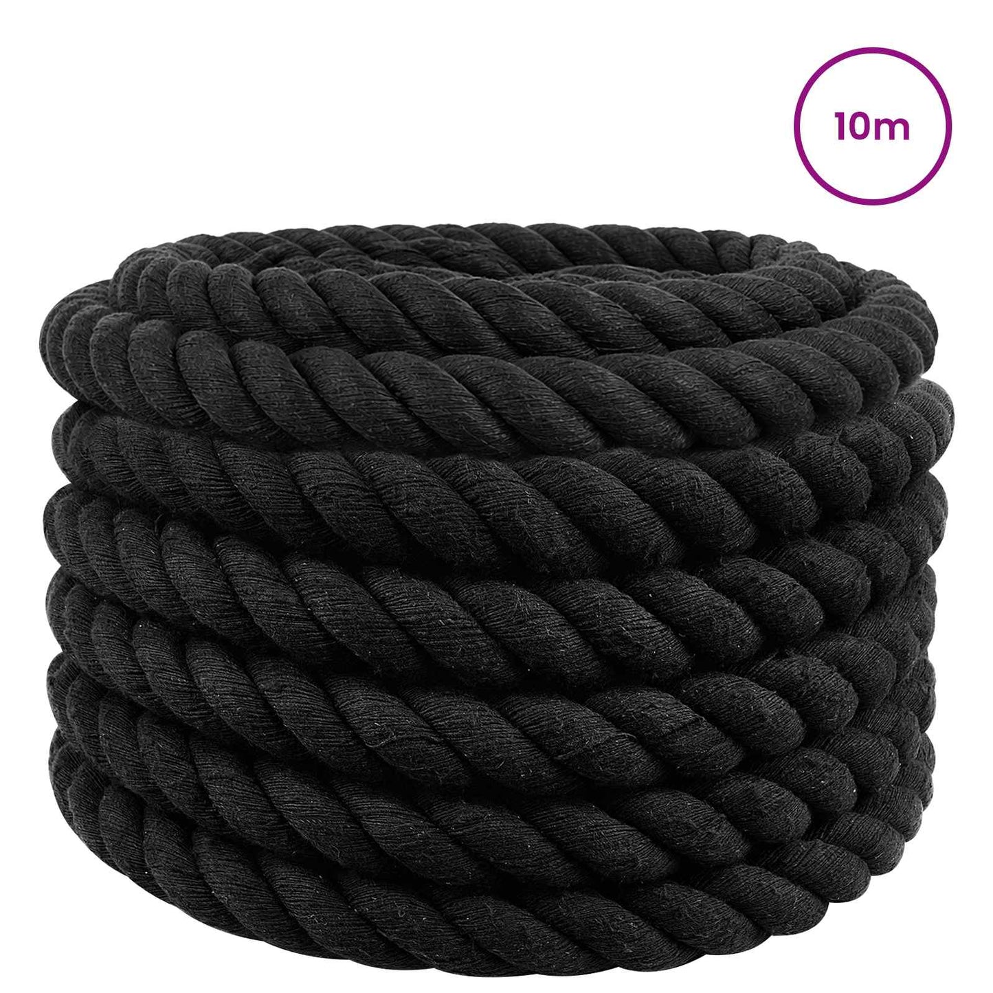 vidaXL Κωτόσχοινo 36 mm 10 m Μαύρο 100% Βαμβάκι