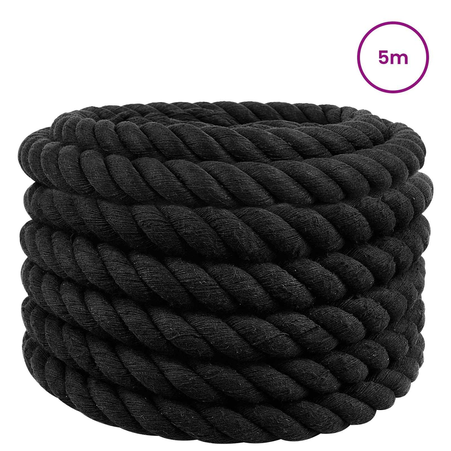 vidaXL Κωτόσχοινo 40 mm 5 m Μαύρο 100% Βαμβάκι