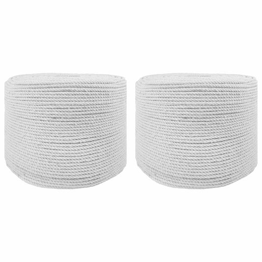 vidaXL Cotton Twine 2 τμχ. 2 mm 100 m Λευκό 100% Βαμβάκι