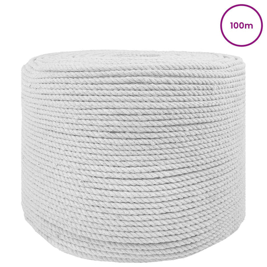 vidaXL Cotton Twine 2 τμχ. 2 mm 100 m Λευκό 100% Βαμβάκι