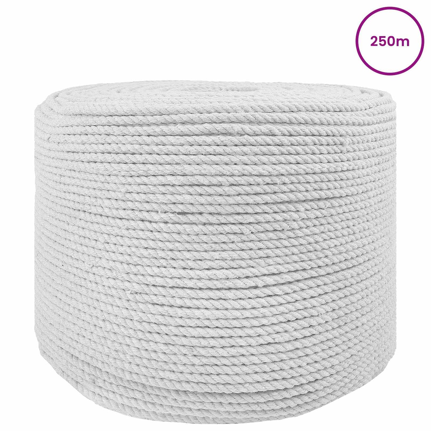vidaXL Cotton Twine 4 mm 250 m Λευκό 100% Βαμβάκι