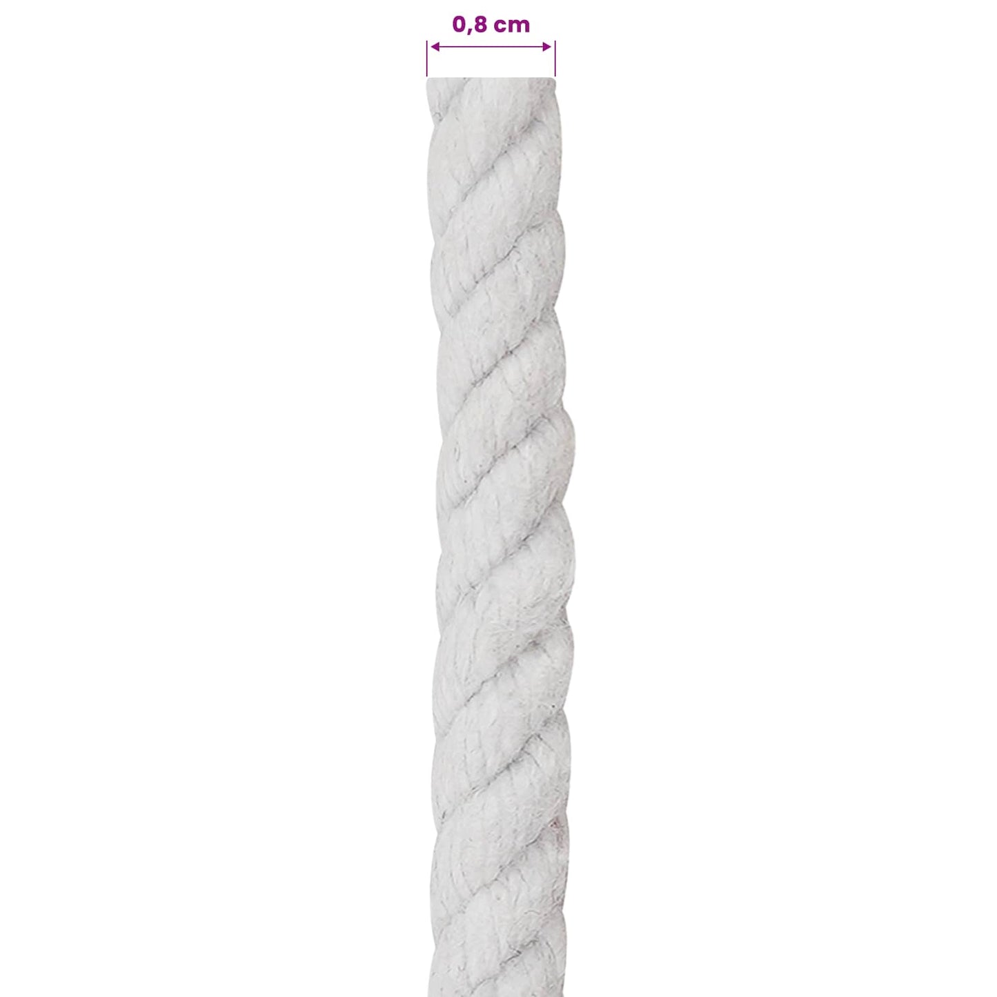 vidaXL Κωτόσχοινo 8 mm 25 m Λευκό 100% Βαμβάκι