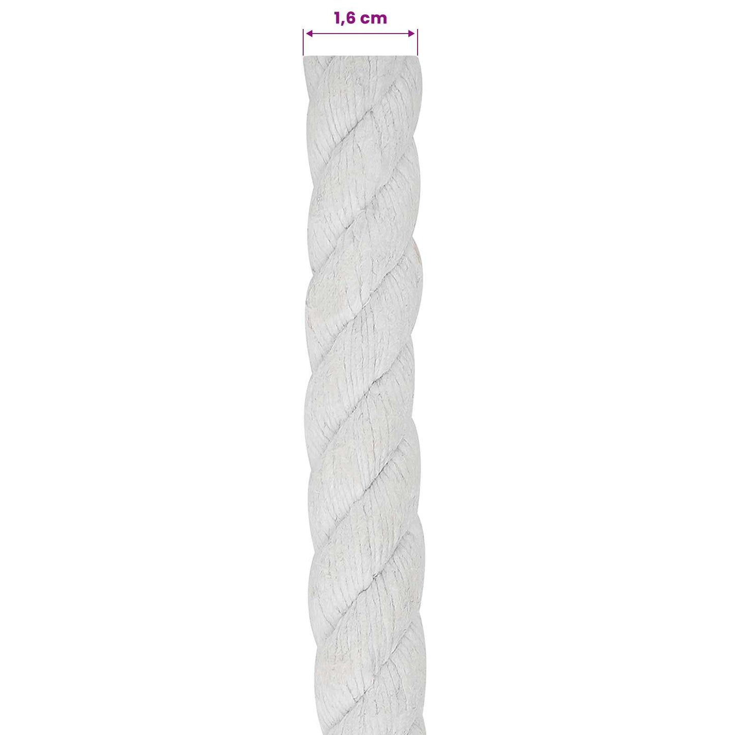 vidaXL Κωτόσχοινo 16 mm 25 m Λευκό 100% Βαμβάκι