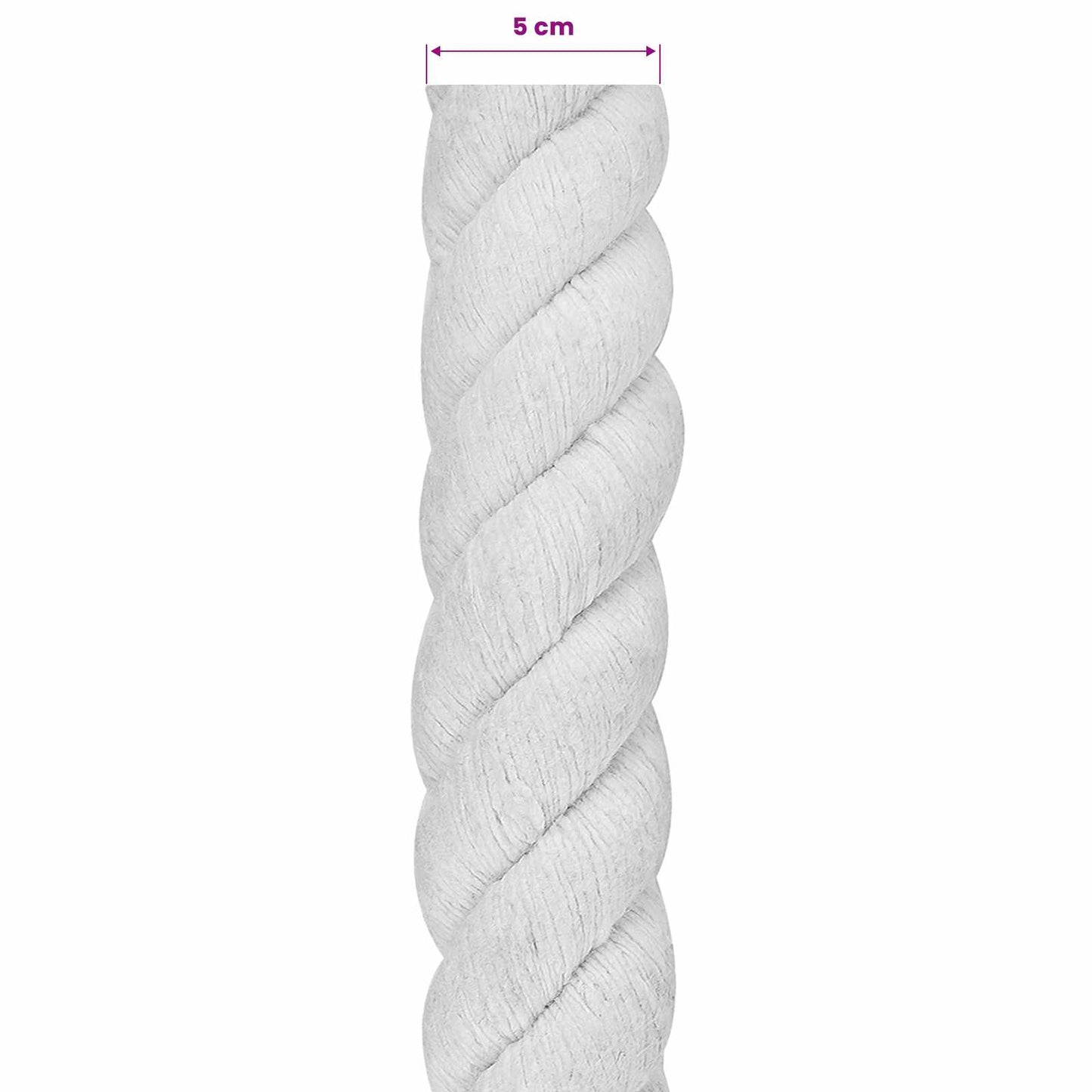 vidaXL Κωτόσχοινo 50 mm 5 m Λευκό 100% Βαμβάκι