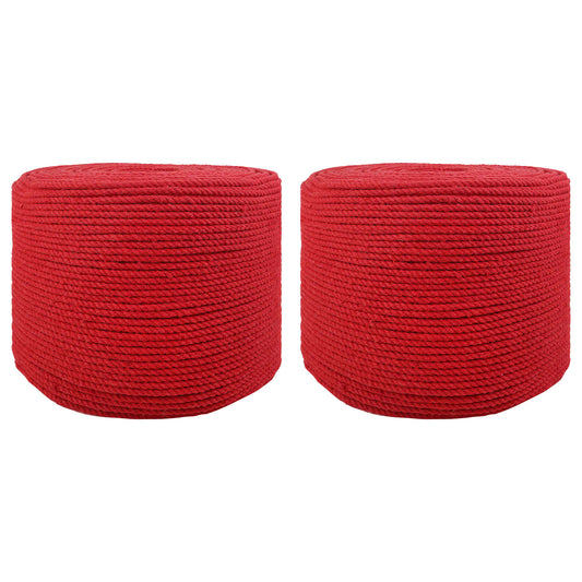 vidaXL Cotton Twine 2 τμχ. 2 mm 100 m Κόκκινο 100% Βαμβάκι