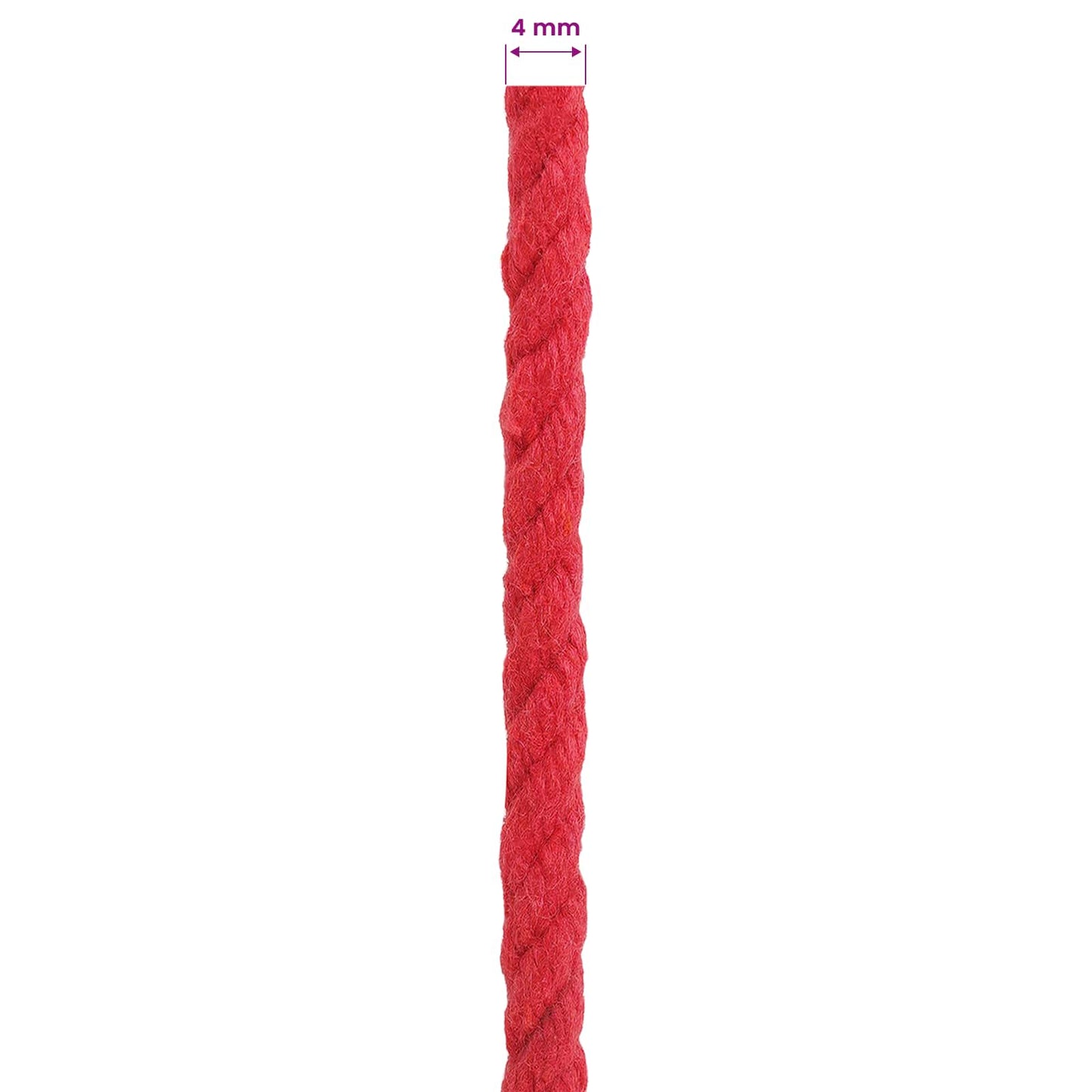 vidaXL Cotton Twine 4 mm 50 m Κόκκινο 100% Βαμβάκι