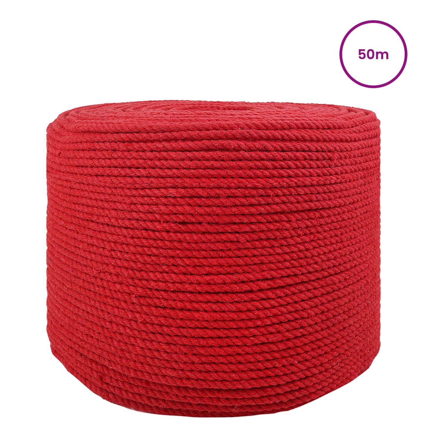 vidaXL Cotton Twine 4 mm 50 m Κόκκινο 100% Βαμβάκι