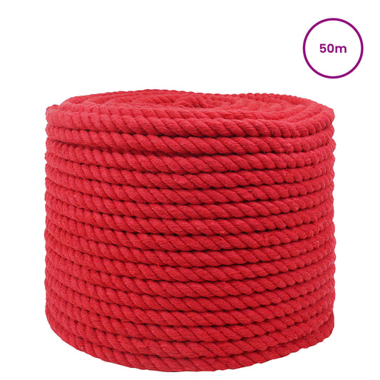 vidaXL Κωτόσχοινo 10 mm 50 m Κόκκινο 100% Βαμβάκι