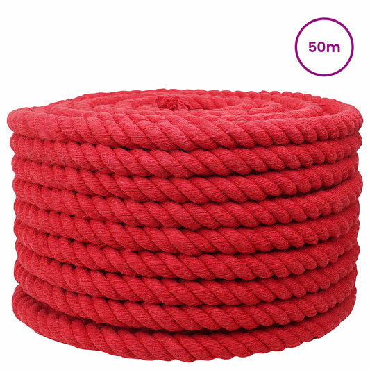 vidaXL Κωτόσχοινo 16 mm 50 m Κόκκινο 100% Βαμβάκι