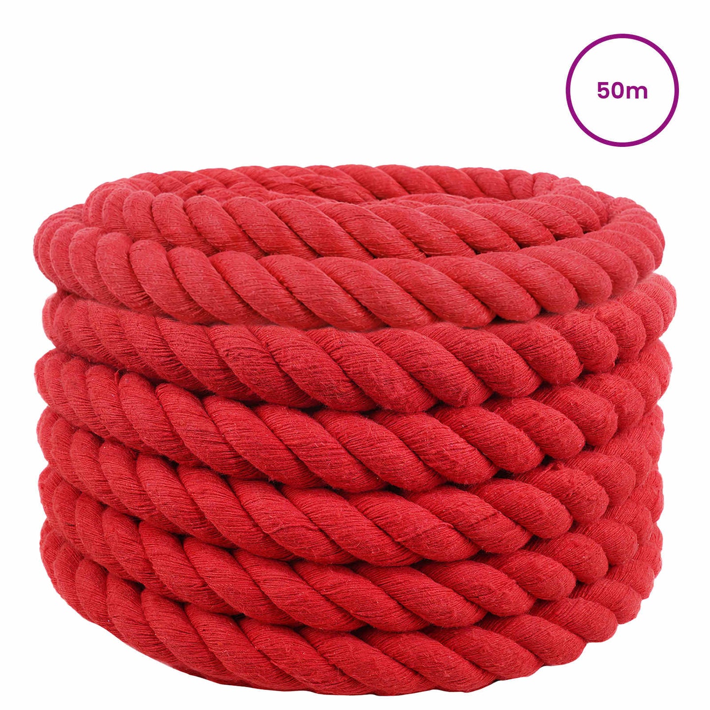 vidaXL Κωτόσχοινo 30 mm 50 m Κόκκινο 100% Βαμβάκι