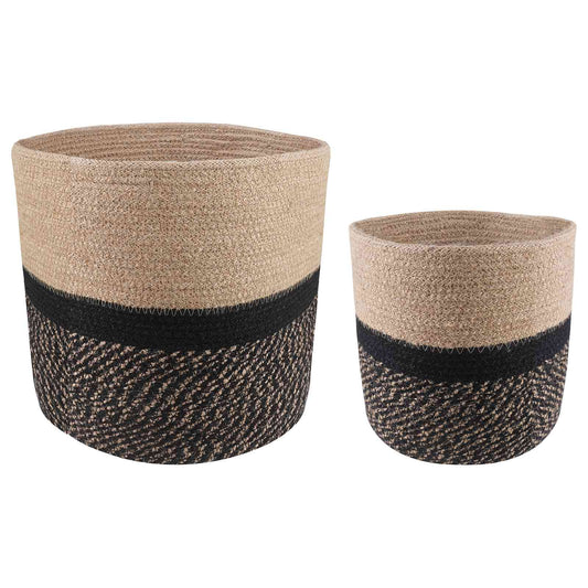 vidaXL Σετ Γλαστρών 2 pcs Φυσικό και Μαύρο Ø 28 x 28 εκ