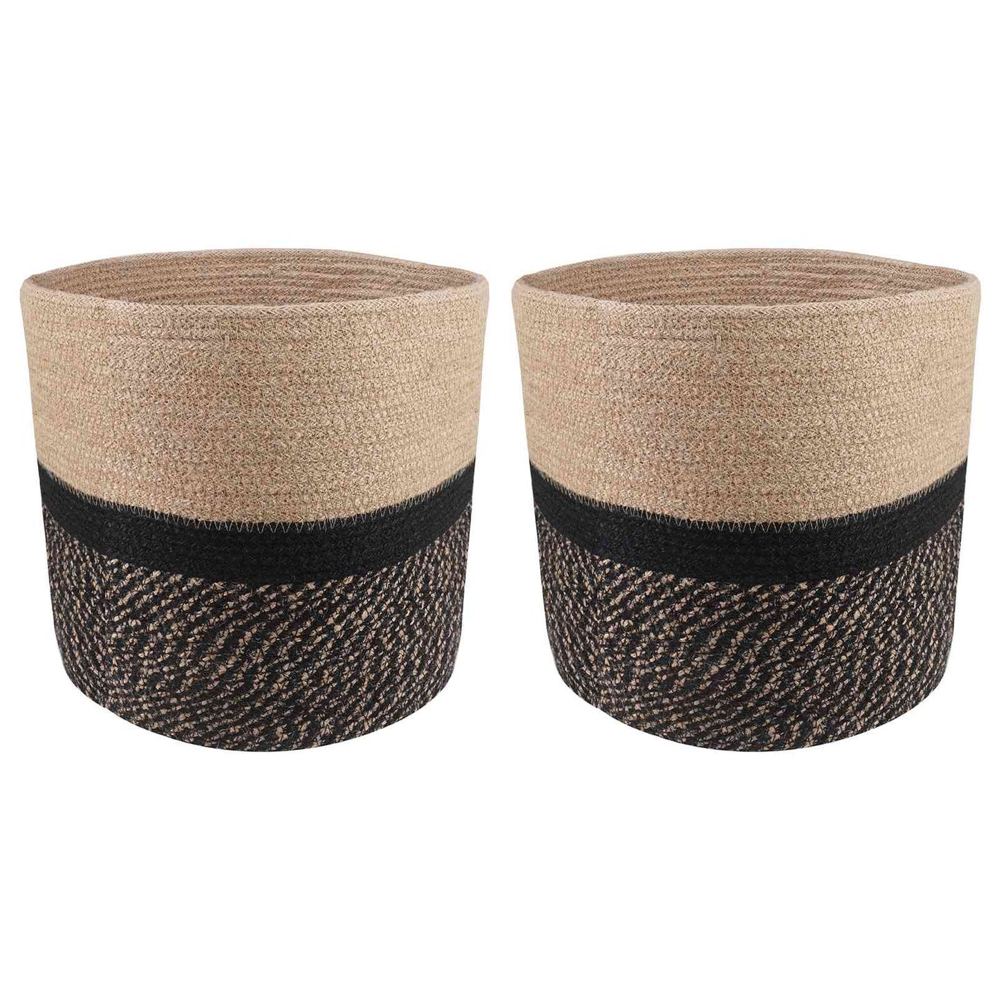 vidaXL Σετ Γλαστρών 2 pcs Φυσικό και Μαύρο Ø 28 x 28 εκ