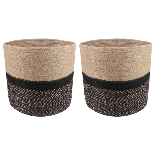 vidaXL Σετ Γλαστρών 2 pcs Φυσικό και Μαύρο Ø 28 x 28 εκ