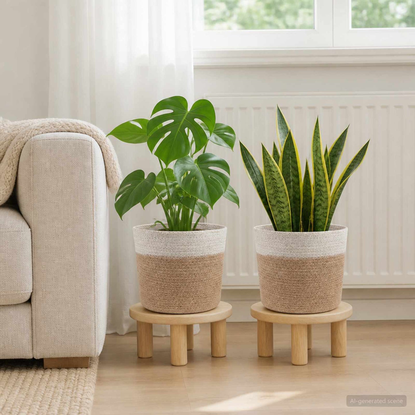 vidaXL Σετ Γλαστρών 2 pcs Φυσικό και Λευκό Ø 21 x 21 εκ