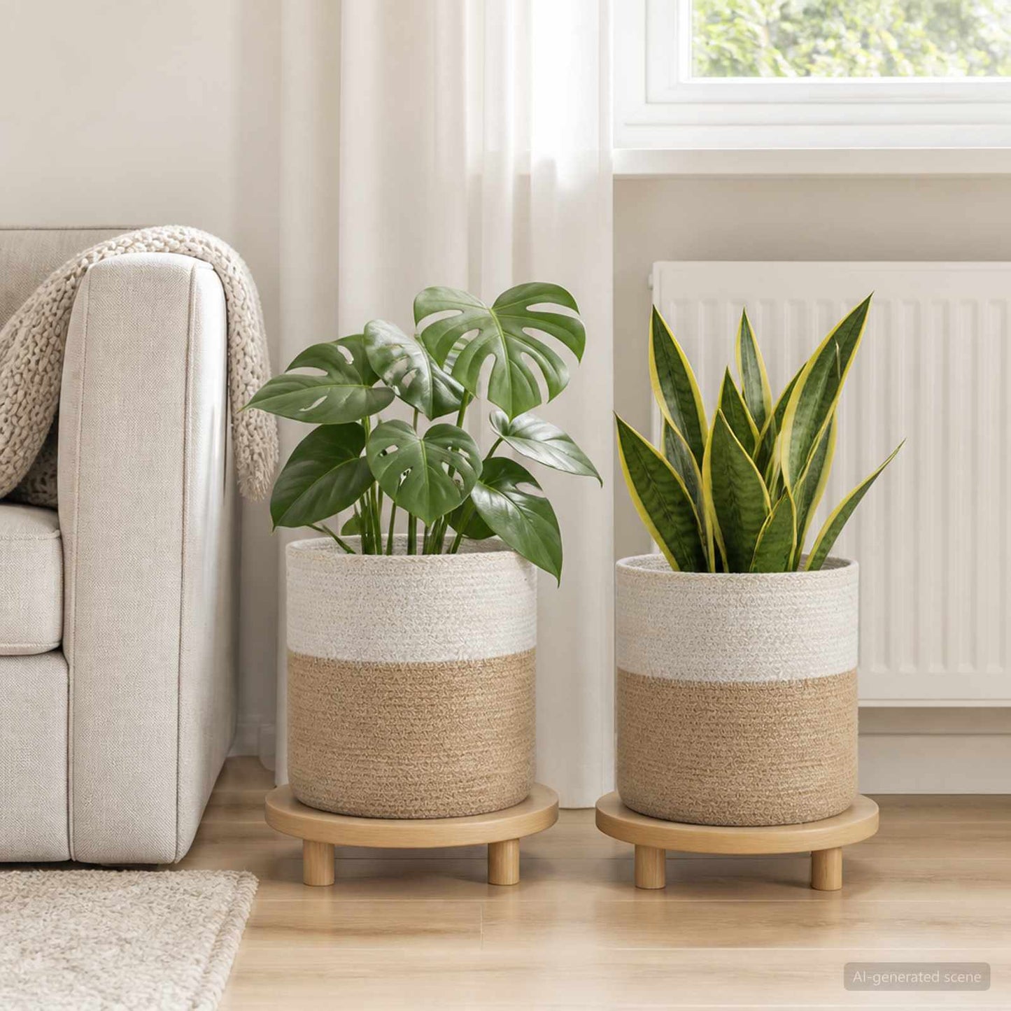 vidaXL Σετ Γλαστρών 2 pcs Φυσικό και Λευκό Ø 28 x 28 εκ