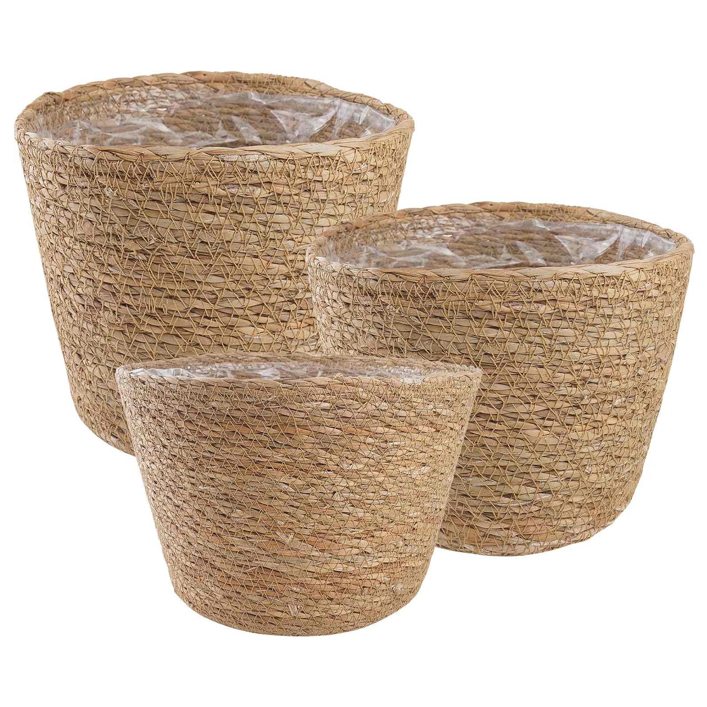 vidaXL Καλάθια φυτών από θαλασσόχορτο 3 pcs Φυσικό Ø26 x 19 εκ.