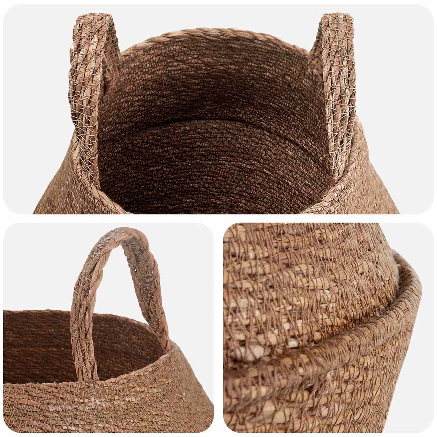 vidaXL Γλάστρα με Χερούλια Φυσικό Ø 22 x 20 cm 100% Θαλασσόχορτο