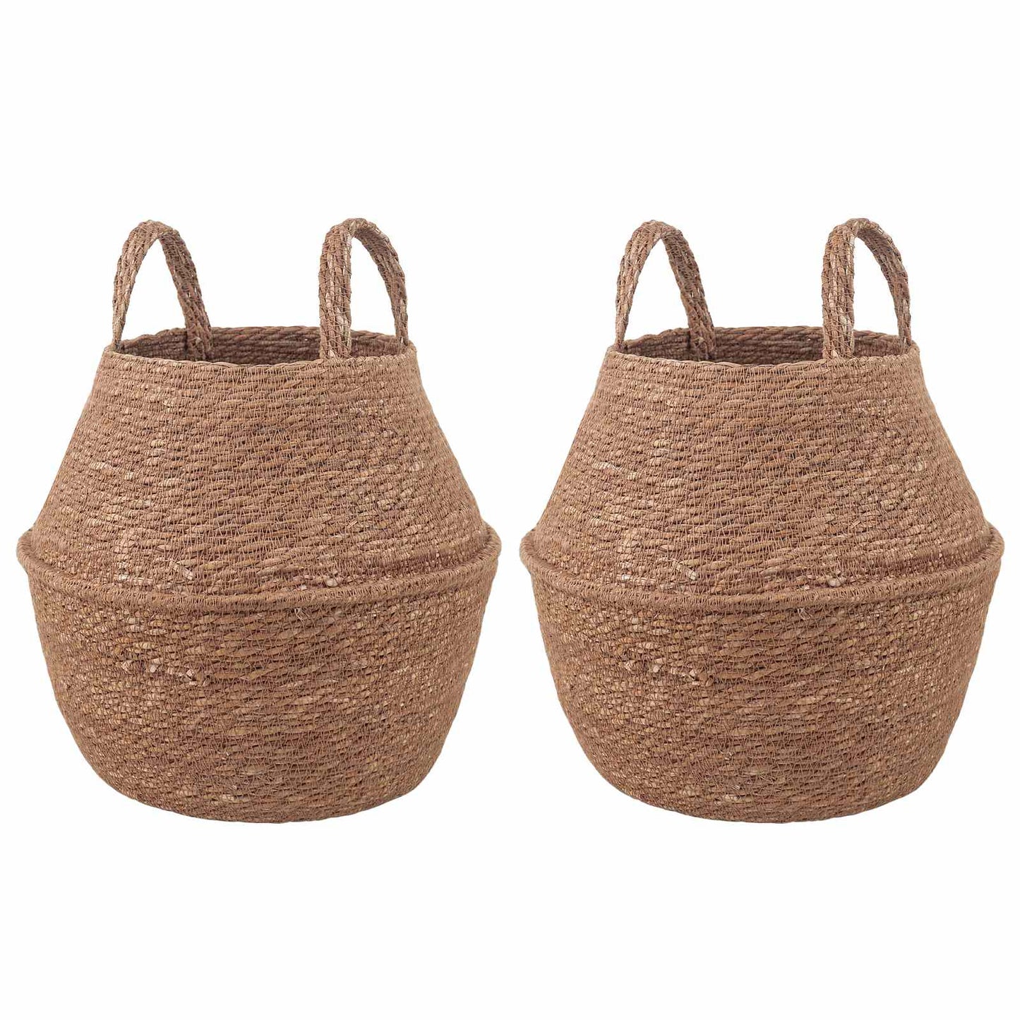 vidaXL Γλάστρα με Χερούλια 2 pcs Φυσικό Ø 22 x 20 cm 100% Θαλασσόχορτο