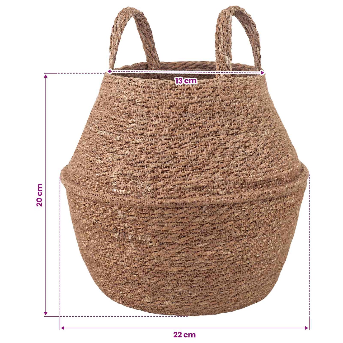 vidaXL Γλάστρα με Χερούλια 2 pcs Φυσικό Ø 22 x 20 cm 100% Θαλασσόχορτο